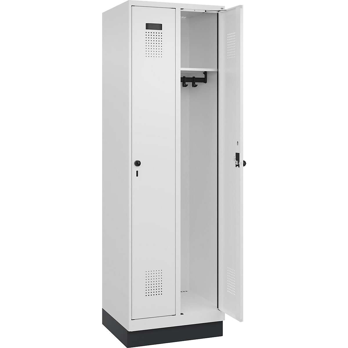 Cacifo Evolo PLUS – C+P, 2 compartimentos, branco trânsito, L 600 mm, com rodapé, trinco rotativo-0