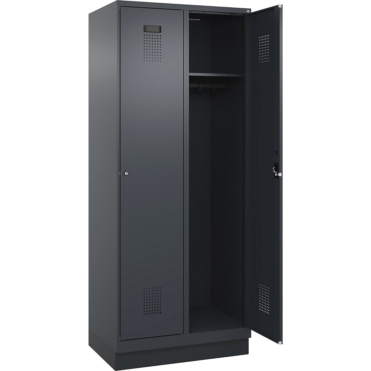 Cacifo Evolo PLUS – C+P, 2 compartimentos, cinzento, L 800 mm, com rodapé, fechadura de cilindro-0