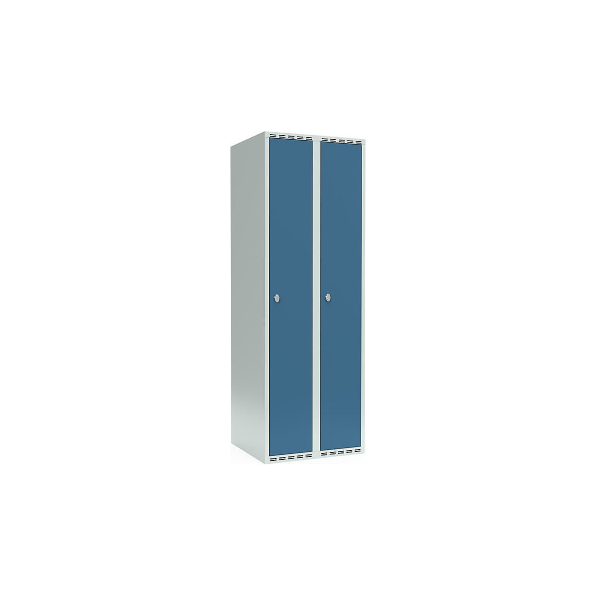 Cacifo Fydor, 2 compartimentos, cinzento claro/azul brilhante, L 600 mm, 2 compartimentos, forma de teto plano, fecho de argola-0