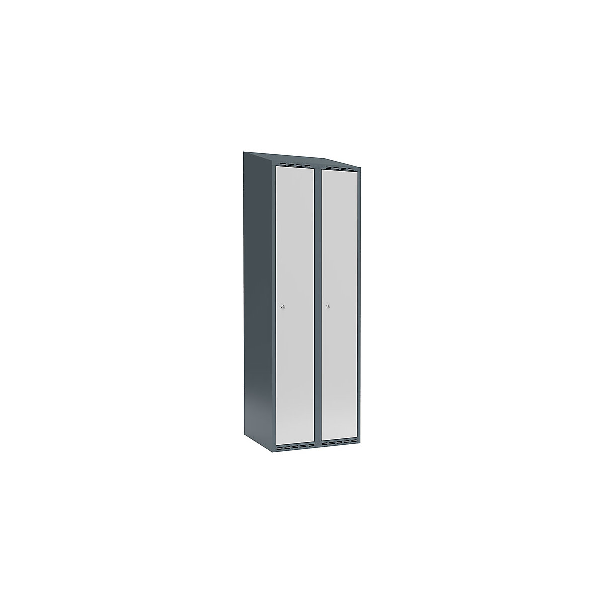 Cacifo Fydor, 2 compartimentos, cinzento azulado/cinzento claro, L 600 mm, 2 compartimentos, forma de teto inclinado, fechadura de cilindro-0
