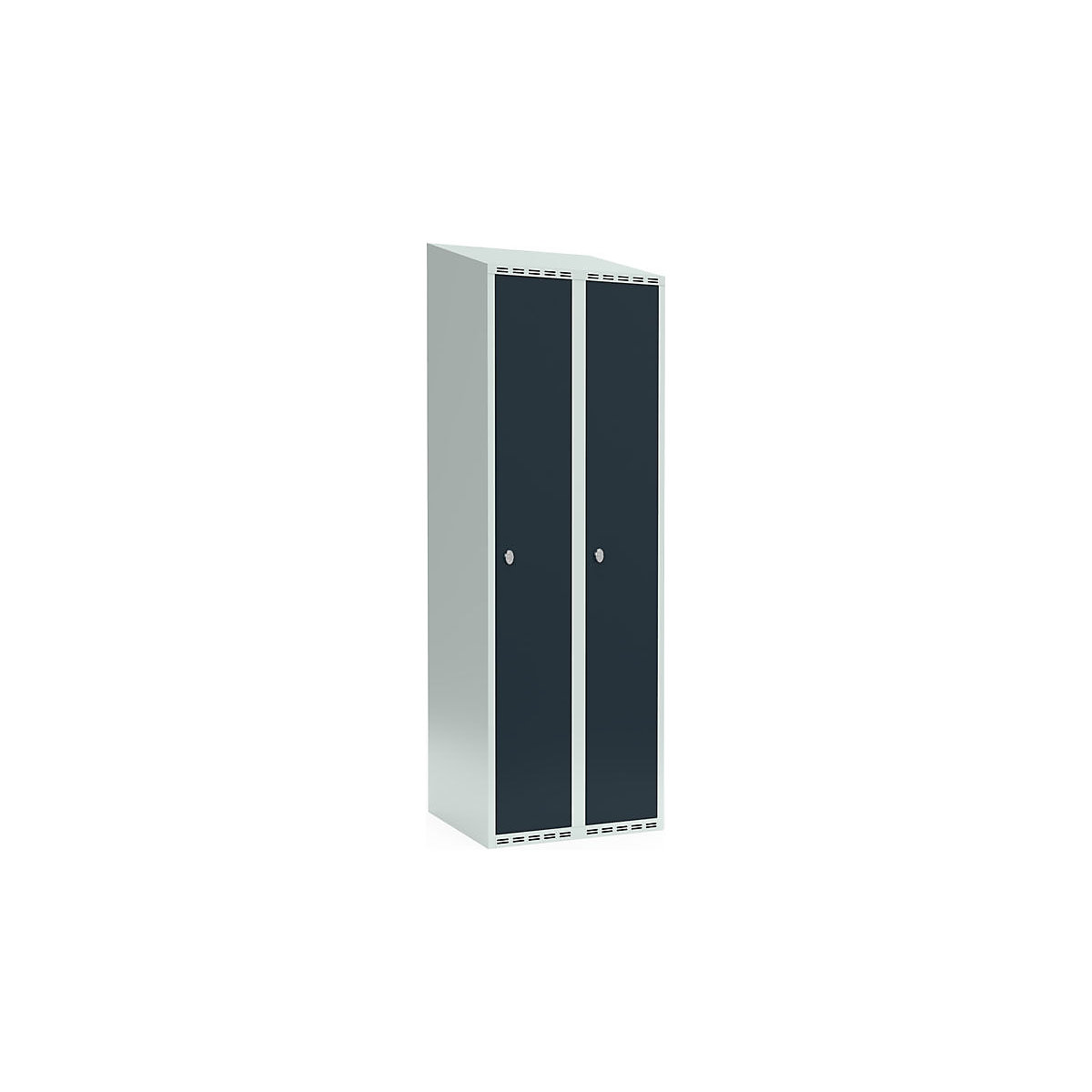 Cacifo Fydor, 2 compartimentos, cinzento claro/cinzento, L 600 mm, 2 compartimentos, forma de teto inclinado, fecho de argola-0