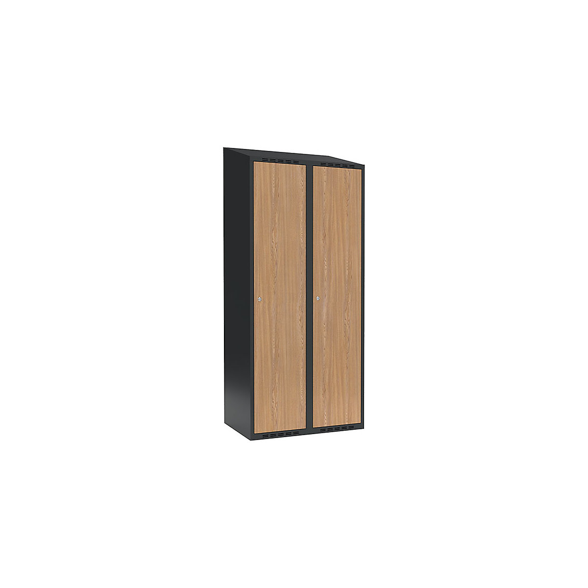 Cacifo Fydor, 2 compartimentos, cinzento/carvalho, L 800 mm, 2 compartimentos, forma de teto inclinado, fechadura de cilindro-0