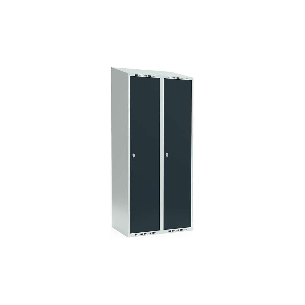 Cacifo Fydor, 2 compartimentos, cinzento claro/cinzento, L 800 mm, 2 compartimentos, forma de teto inclinado, fecho de argola-0