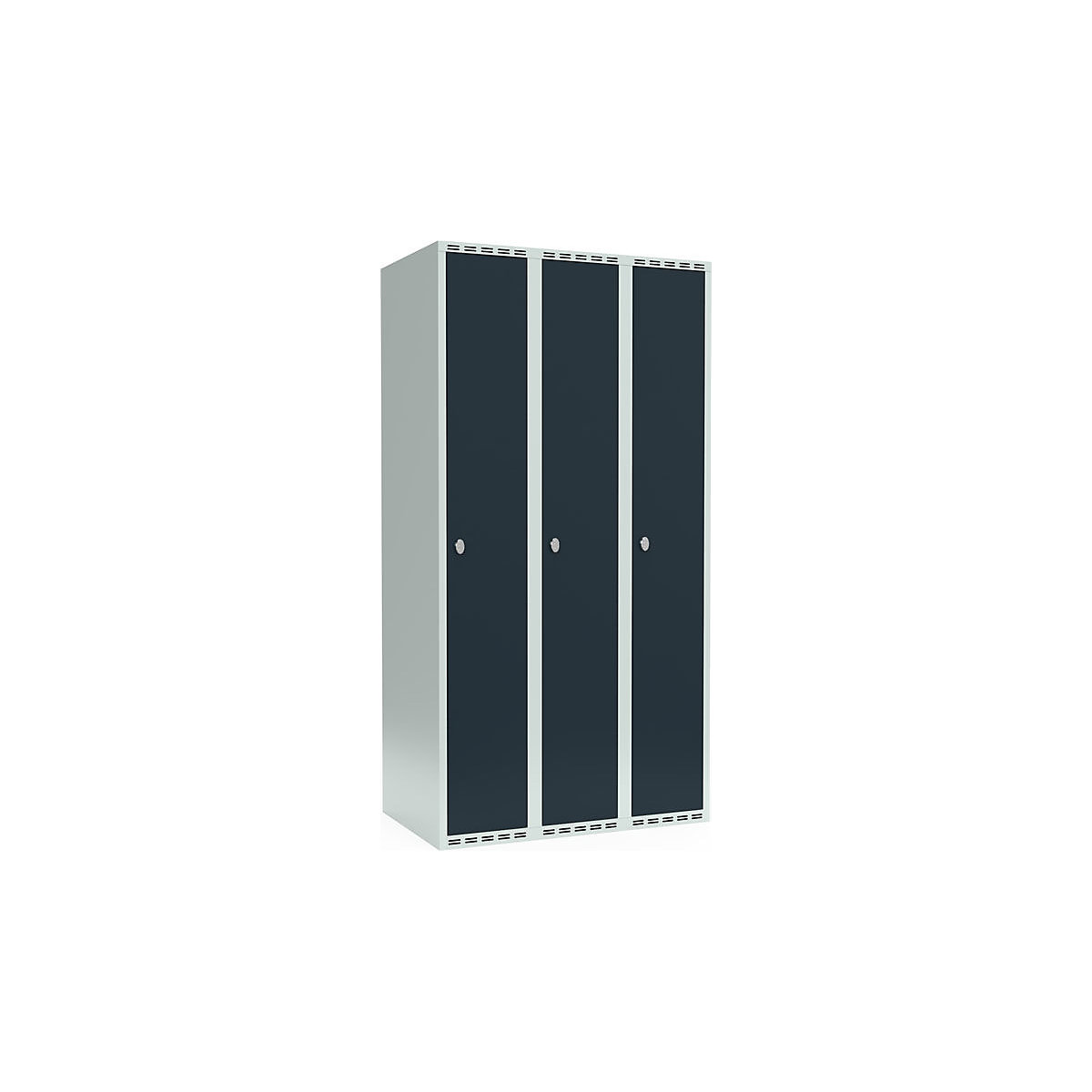 Cacifo Fydor, 3 compartimentos, cinzento claro/cinzento, L 900 mm, 3 compartimentos, forma de teto plano, fecho de argola-0