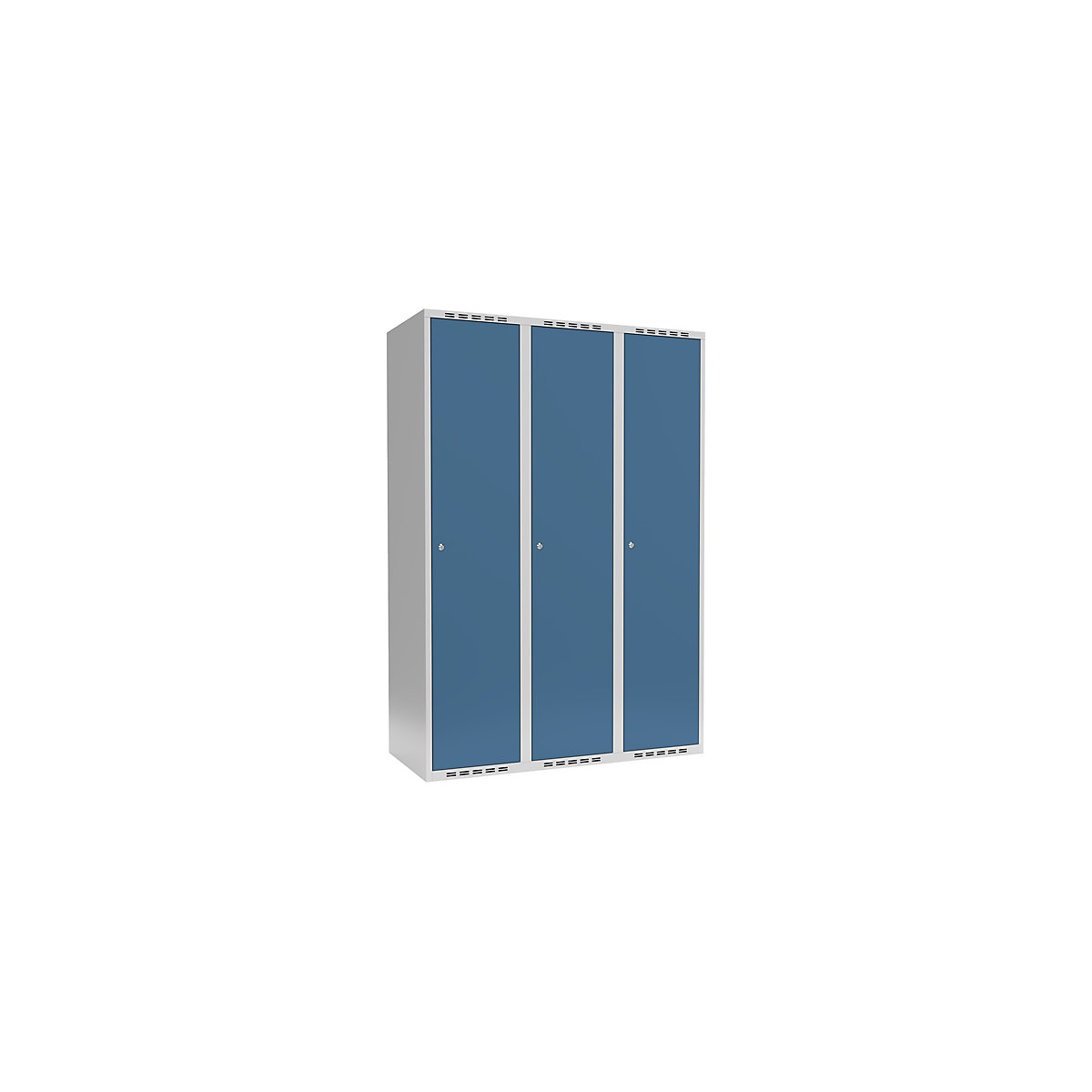 Cacifo Fydor, 3 compartimentos, cinzento claro/azul brilhante, L 1200 mm, 3 compartimentos, forma de teto plano, fechadura de cilindro-0
