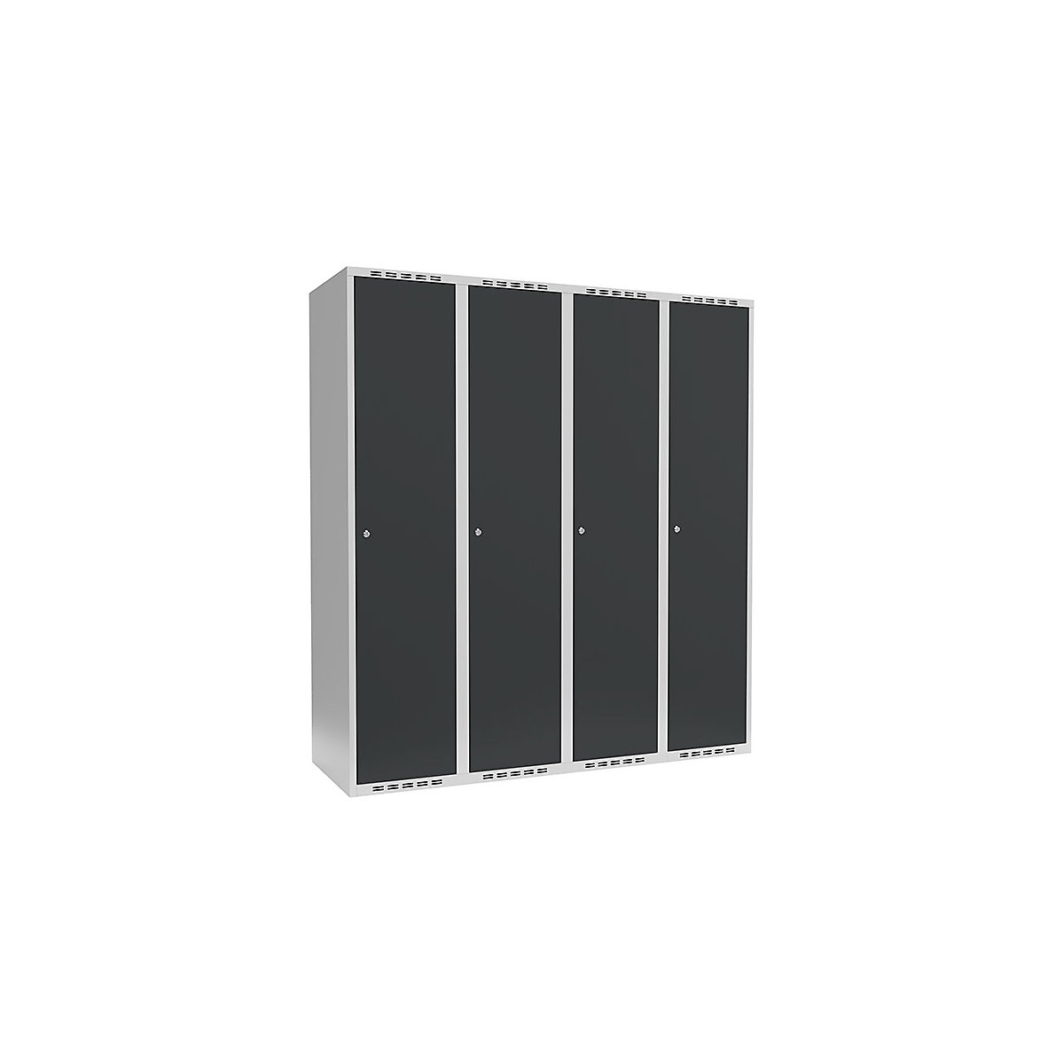 Cacifo Fydor, 4 compartimentos, cinzento claro/cinzento, L 1200 mm, 4 compartimentos, forma de teto plano, fechadura de cilindro-0