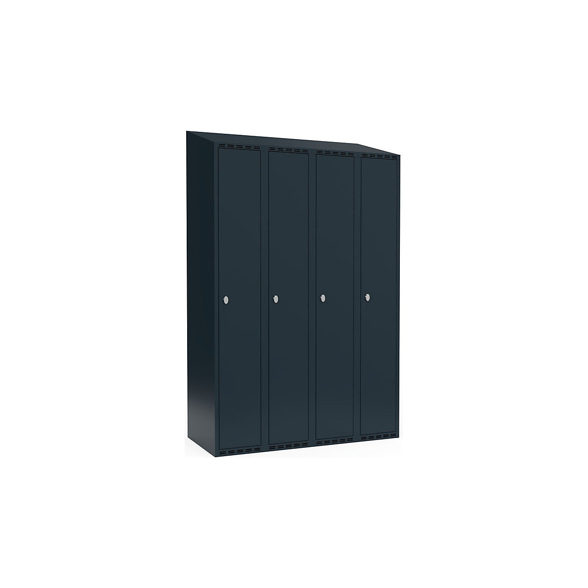 Cacifo Fydor, 4 compartimentos, cinzento, L 1200 mm, 4 compartimentos, forma de teto inclinado, fecho de argola-0