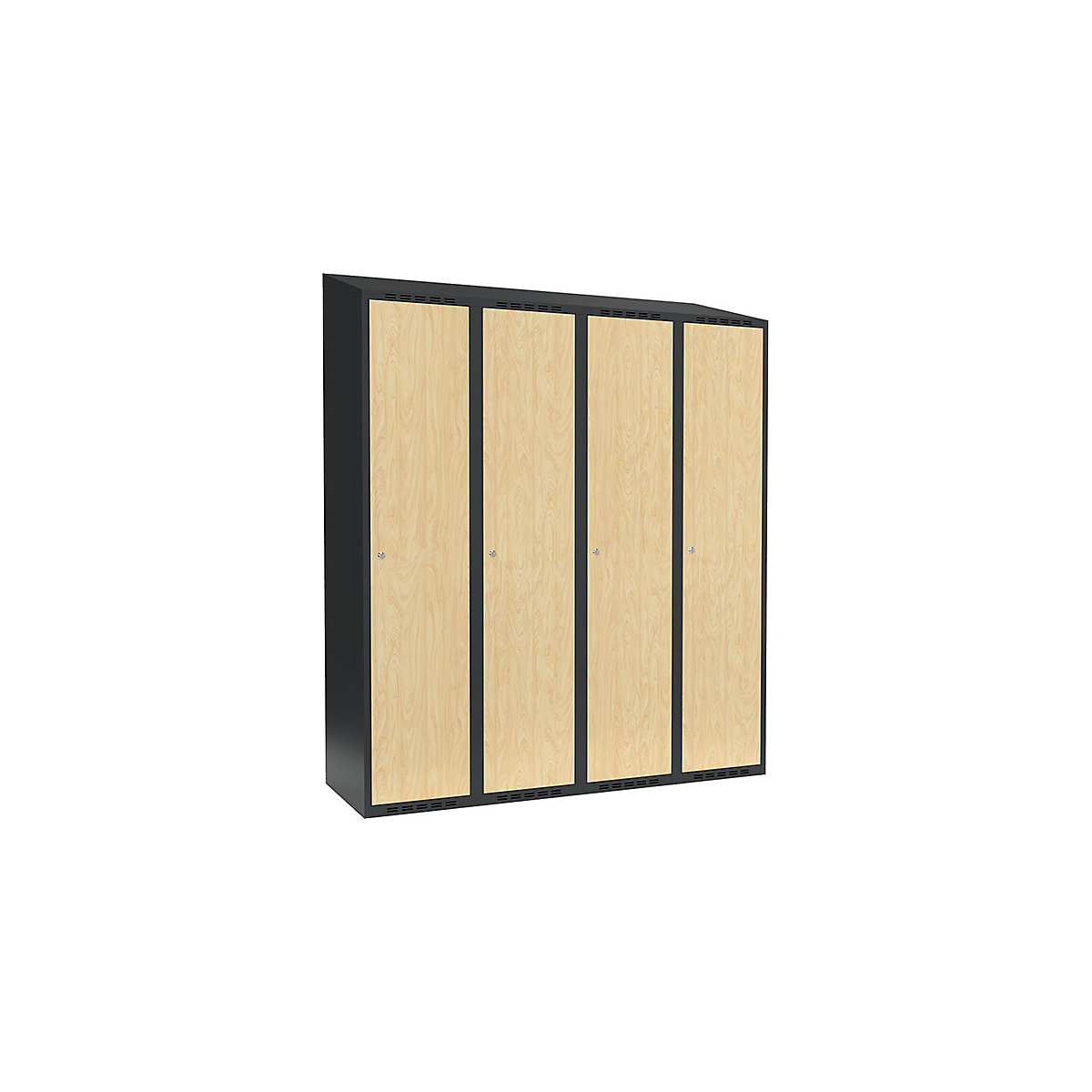Cacifo Fydor, 4 compartimentos, cinzento/bétula, L 1200 mm, 4 compartimentos, forma de teto inclinado, fechadura de cilindro-0