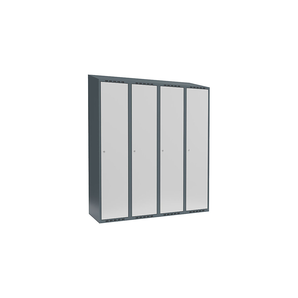 Cacifo Fydor, 4 compartimentos, cinzento azulado/cinzento claro, L 1200 mm, 4 compartimentos, forma de teto inclinado, fechadura de cilindro-0