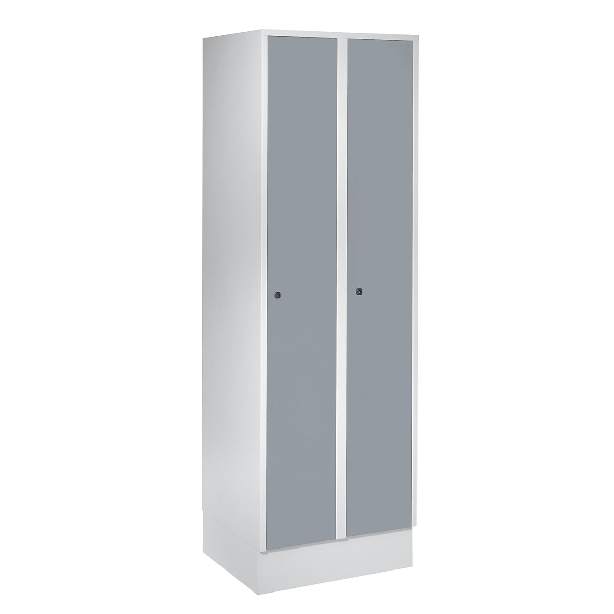 Cacifo München – Wolf, 2 compartimentos, cinzento claro/cinzento prateado, L 600 mm, com rodapé-0