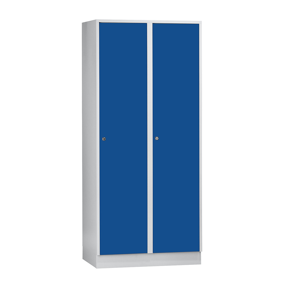Cacifo München – Wolf, 2 compartimentos, cinzento claro/azul genciana, L 800 mm, com rodapé-0