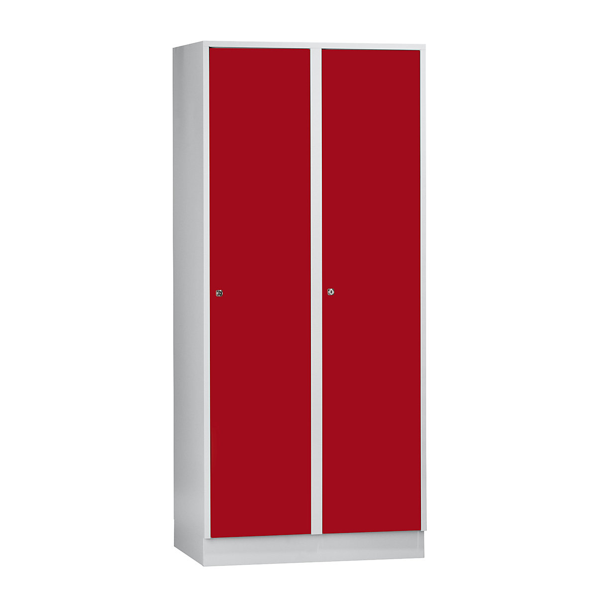 Cacifo München – Wolf, 2 compartimentos, cinzento claro/vermelho fogo, L 800 mm, com rodapé-0