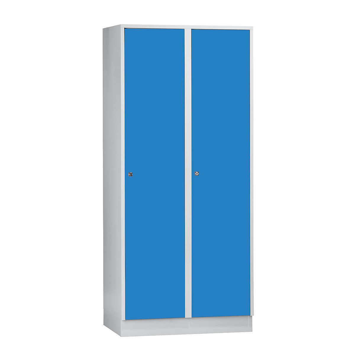 Cacifo München – Wolf, 2 compartimentos, cinzento claro/azul claro, L 800 mm, com rodapé-0