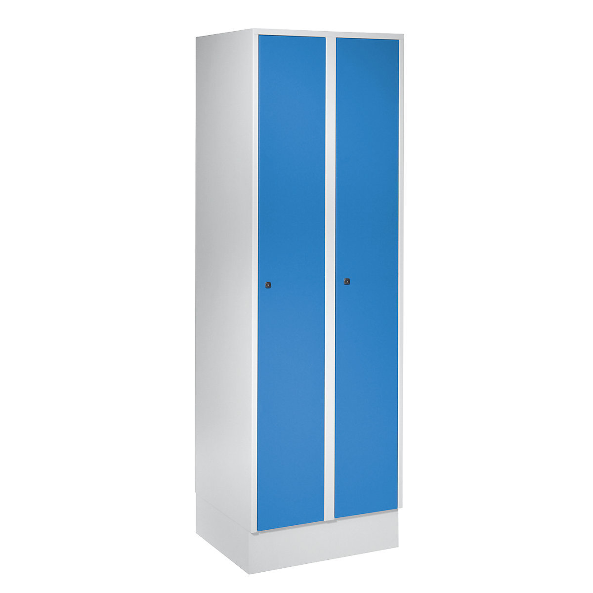 Cacifo München – Wolf, 2 compartimentos, cinzento claro/azul claro, L 600 mm, com rodapé-0