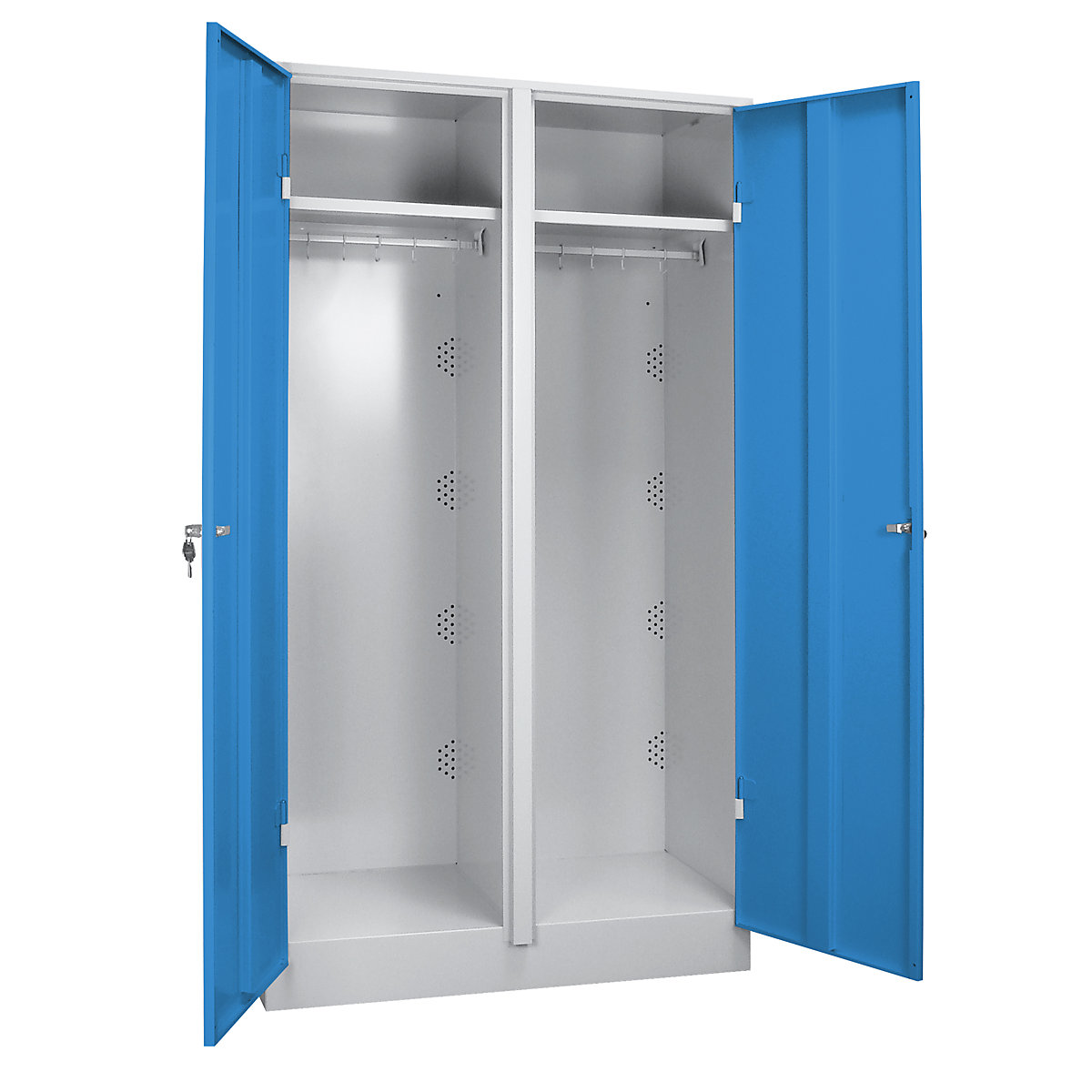 Cacifo com separação de roupa suja/limpa München – Wolf, 1 compartimento, cinzento claro/azul claro-0