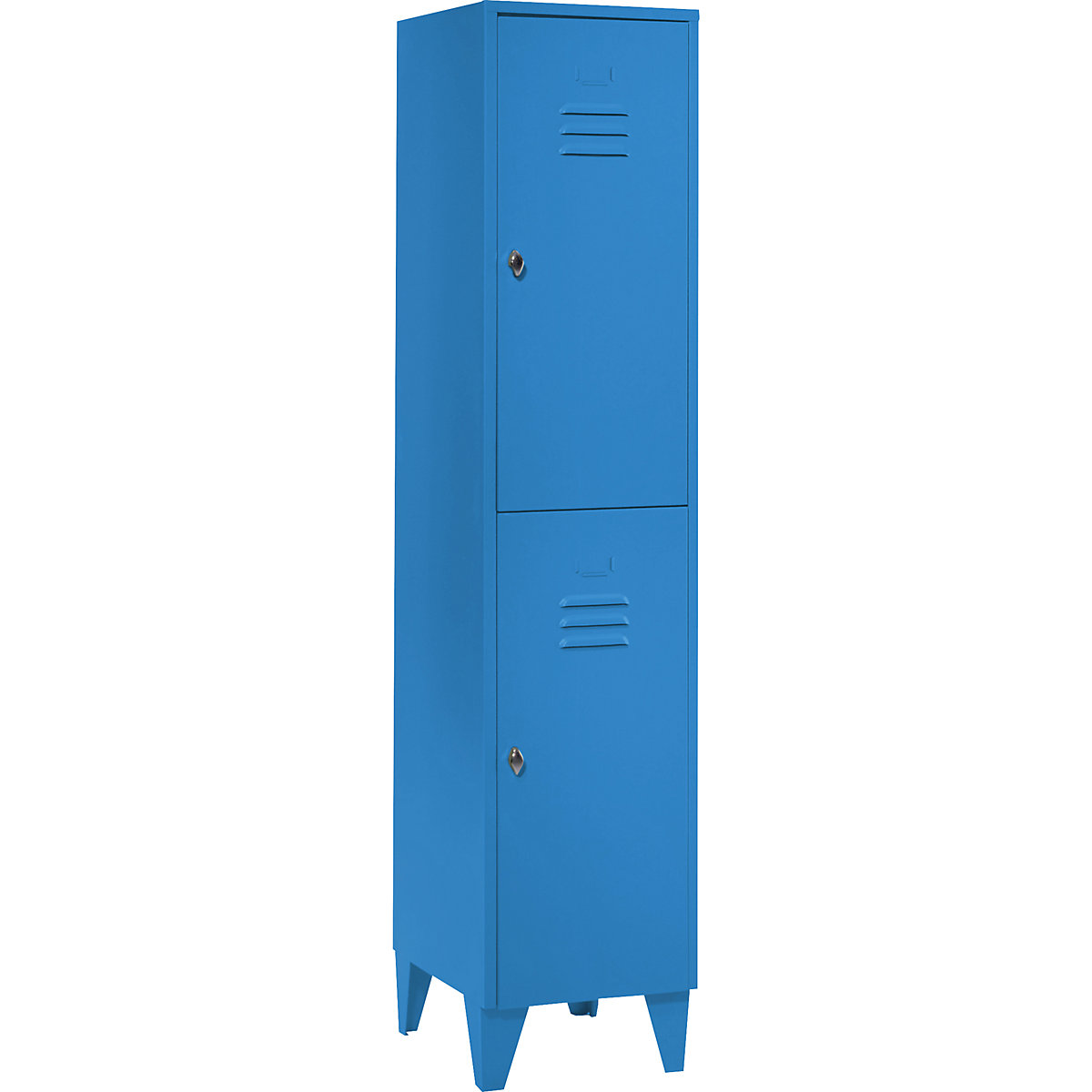 Cacifo de dois andares Berlin 2 – Wolf, 1 compartimento, azul claro, largura 400 mm, forma de teto plano-0