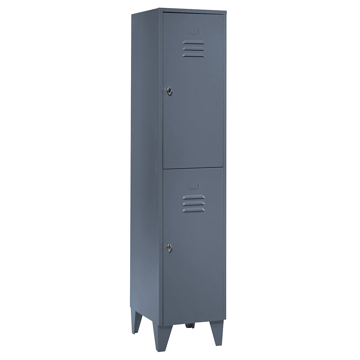 Cacifo de dois andares Berlin 2 – Wolf, 1 compartimento, cinzento azulado, largura 400 mm, forma de teto plano-0
