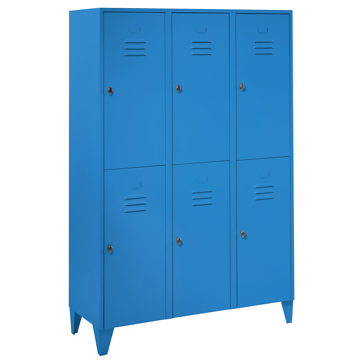 Cacifo de dois andares Berlin 2 – Wolf, 3 compartimentos, azul claro, largura 1200 mm, forma de teto plano-0