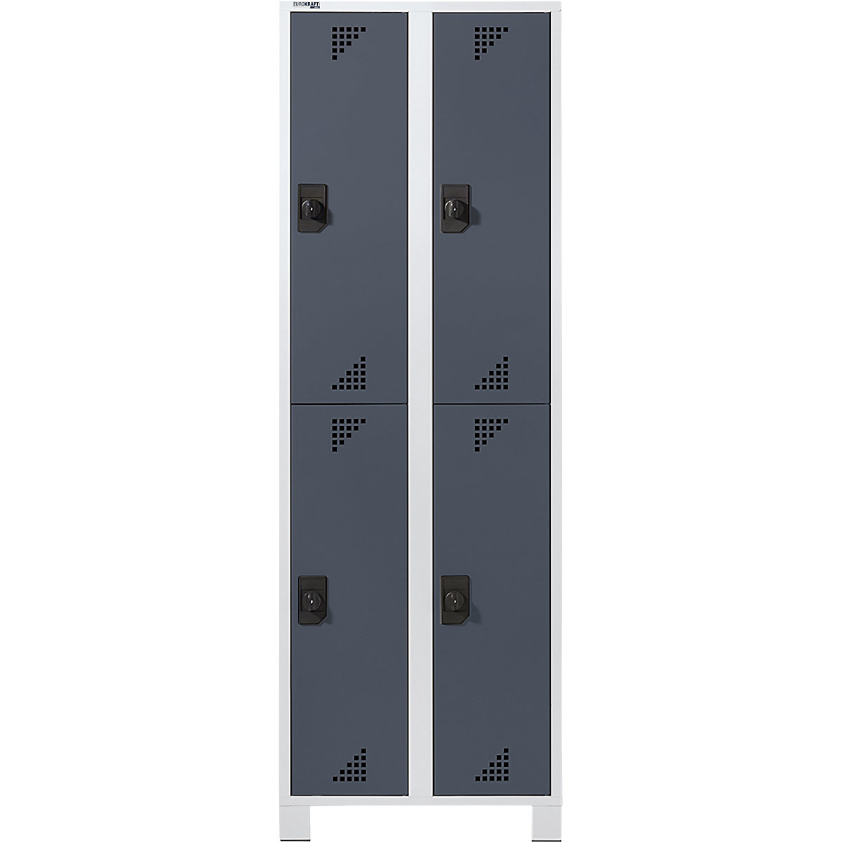 Cacifo de dois andares Bremen – eurokraft pro, 2 compartimentos, cinzento claro/cinzento antracite, largura 600 mm, 4 compartimentos-0