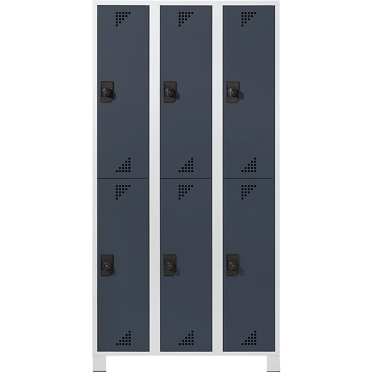 Cacifo de dois andares Bremen – eurokraft pro, 3 compartimentos, cinzento claro/cinzento antracite, largura 900 mm, 6 compartimentos-0