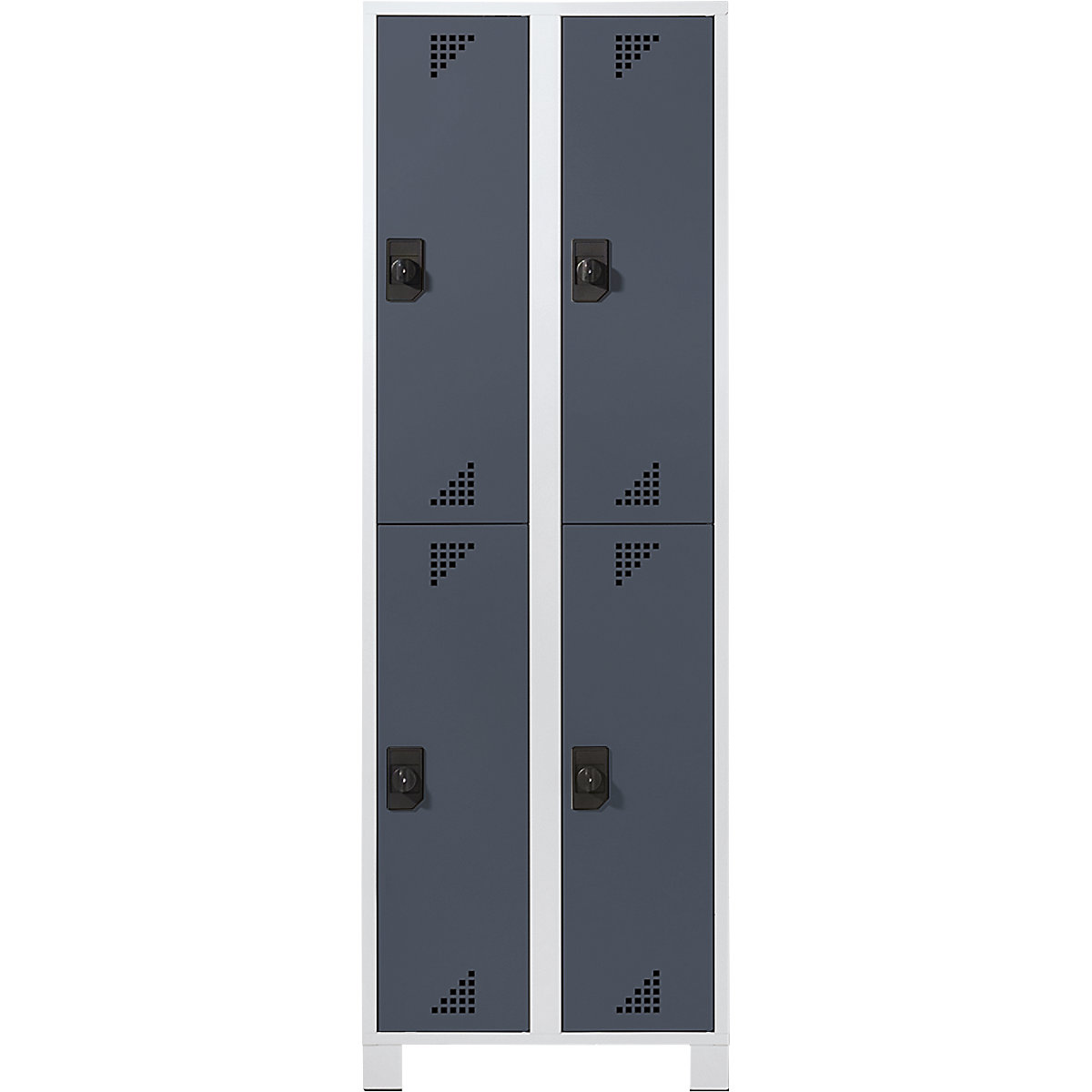 Cacifo de dois andares Bremen – eurokraft pro, 2 compartimentos, cinzento claro/cinzento antracite, largura 800 mm, 4 compartimentos-0
