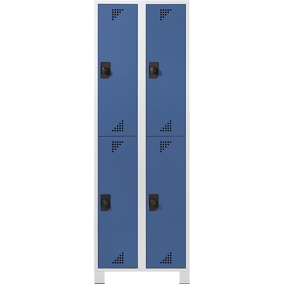 Cacifo de dois andares Bremen – eurokraft pro, 2 compartimentos, cinzento claro/azul brilhante, largura 800 mm, 4 compartimentos-0
