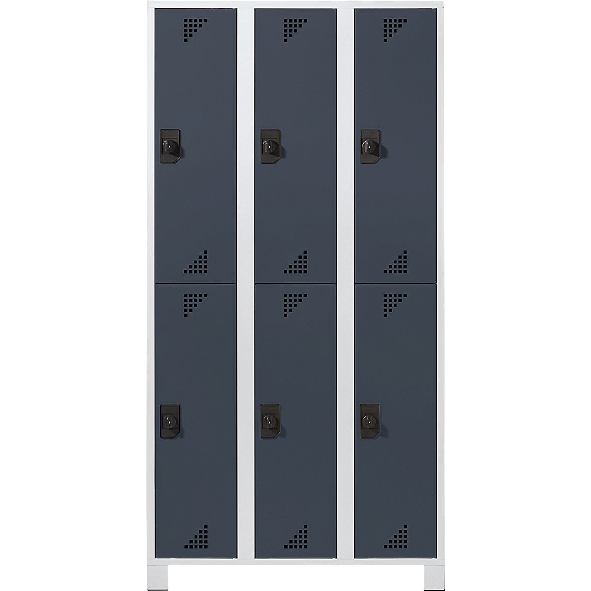 Cacifo de dois andares Bremen – eurokraft pro, 3 compartimentos, cinzento claro/cinzento antracite, largura 1200 mm, 6 compartimentos-0