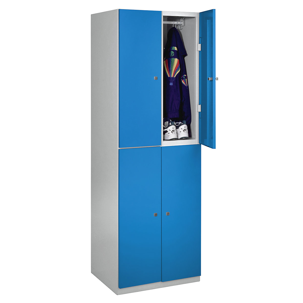 Cacifo de dois andares Frankfurt – Wolf, 2 compartimentos, cinzento claro/azul claro-0