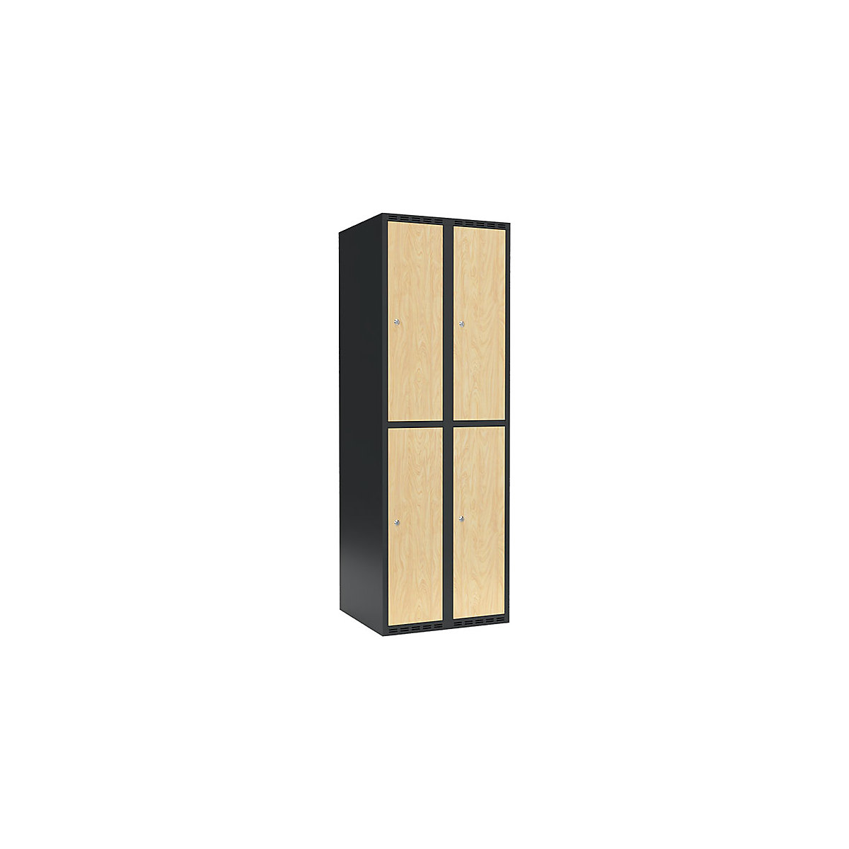 Cacifo de dois andares Fydor, 2 compartimentos, cinzento/bétula, L 600 mm, 2 compartimentos, forma de teto plano, fechadura de cilindro-0