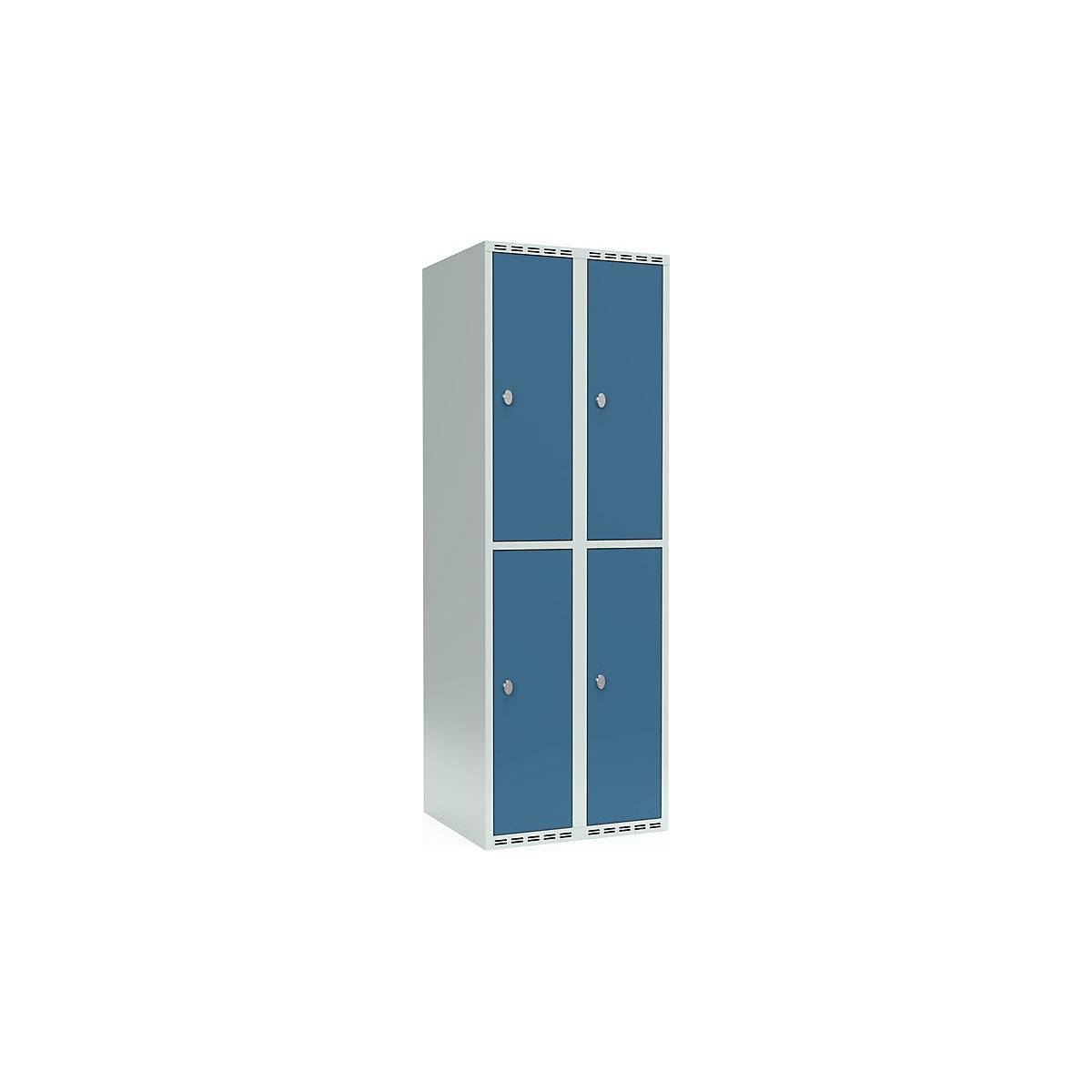 Cacifo de dois andares Fydor, 2 compartimentos, cinzento claro/azul brilhante, L 600 mm, 2 compartimentos, forma de teto plano, fecho de argola-0