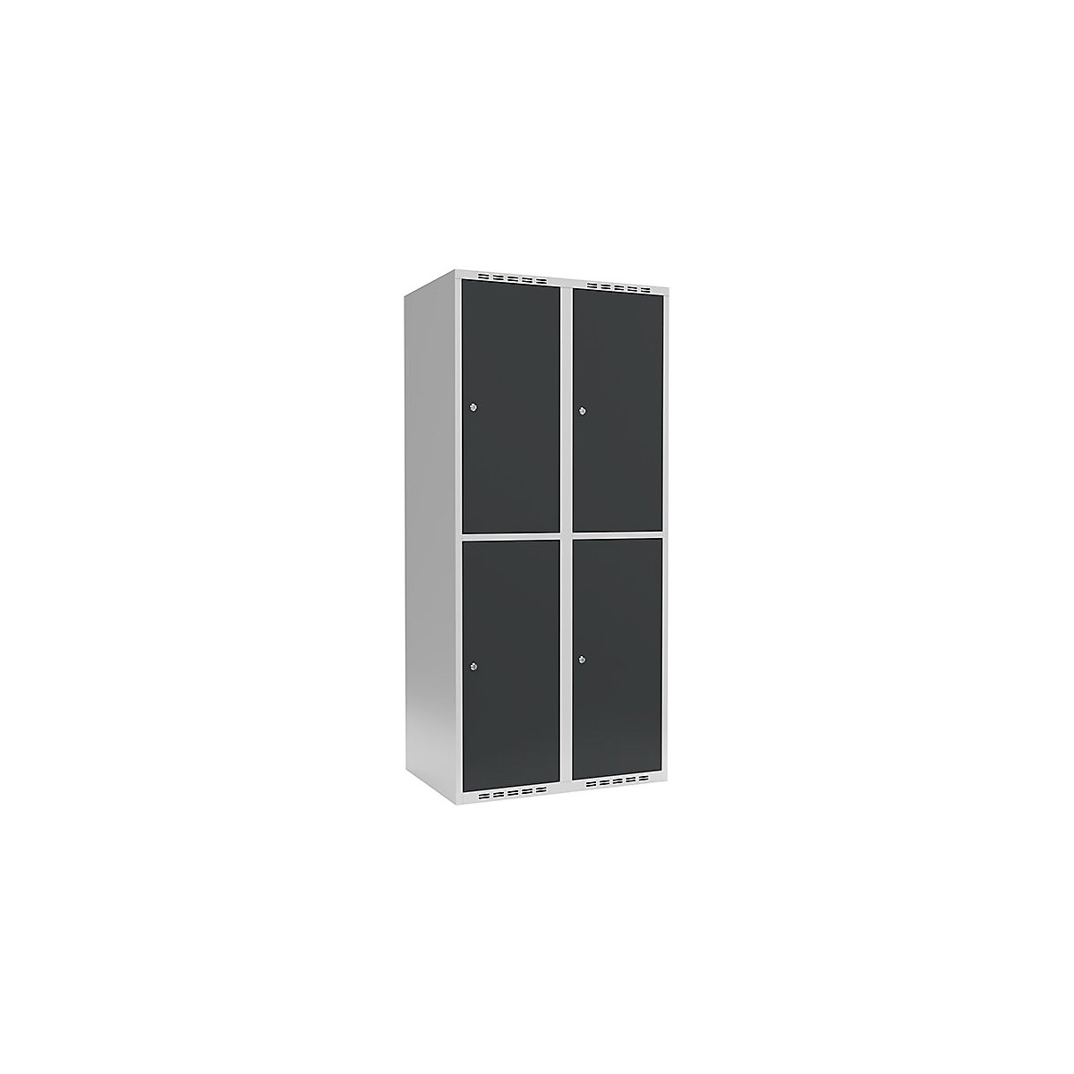 Cacifo de dois andares Fydor, 2 compartimentos, cinzento claro/cinzento, L 800 mm, 2 compartimentos, forma de teto plano, fechadura de cilindro-0