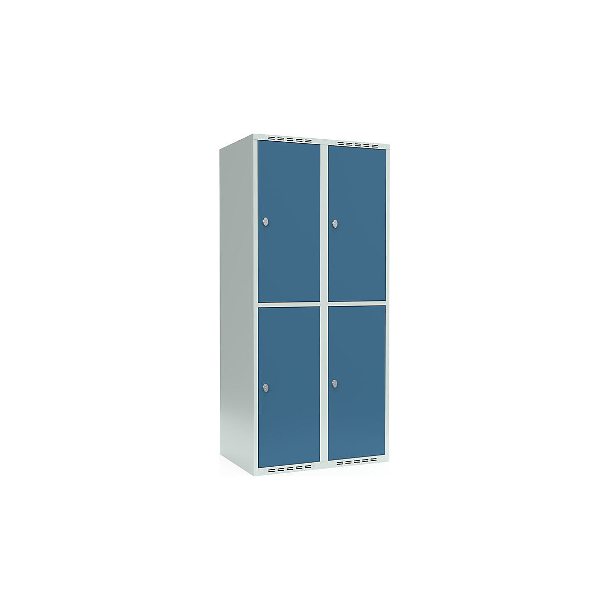 Cacifo de dois andares Fydor, 2 compartimentos, cinzento claro/azul brilhante, L 800 mm, 2 compartimentos, forma de teto plano, fecho de argola-0