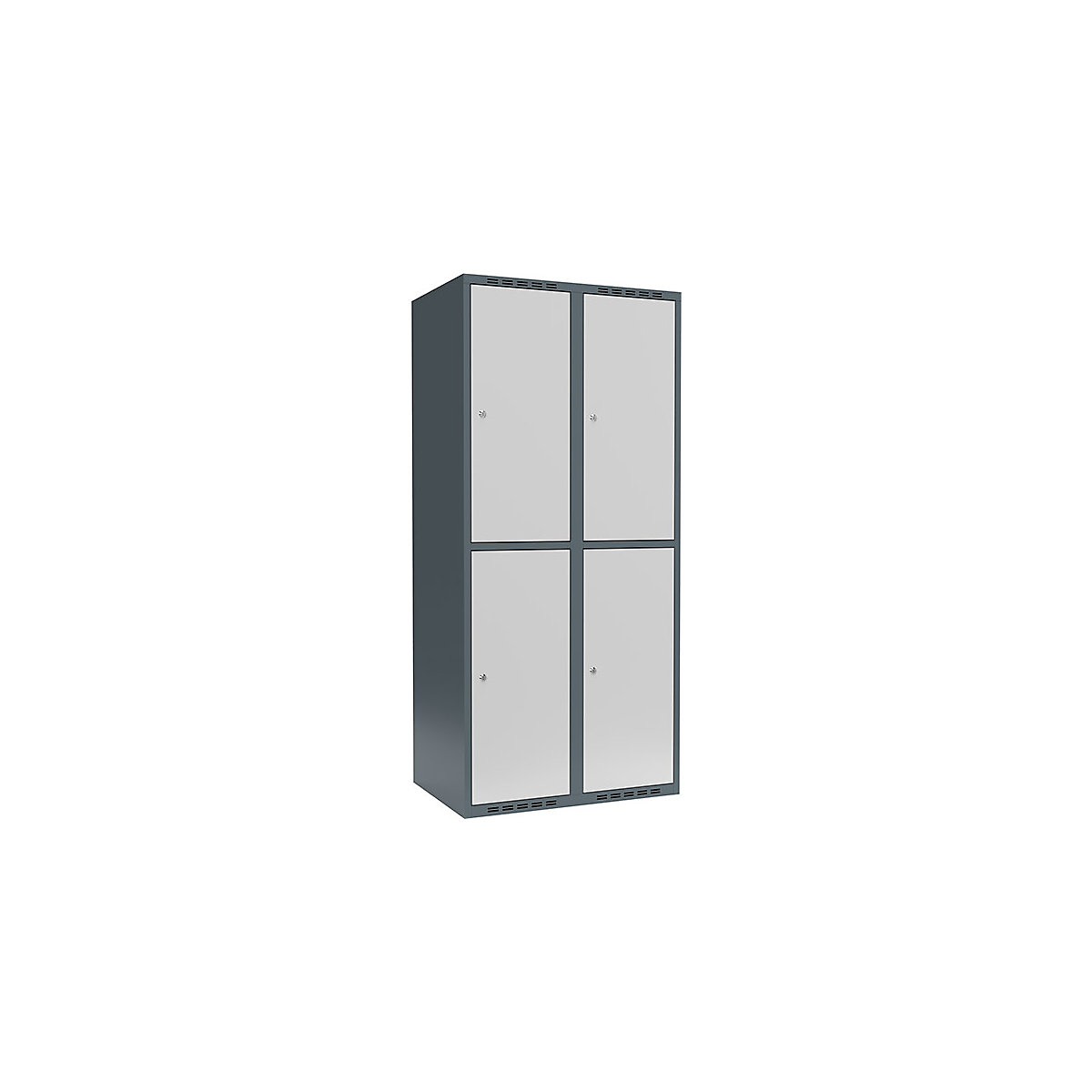 Cacifo de dois andares Fydor, 2 compartimentos, cinzento azulado/cinzento claro, L 800 mm, 2 compartimentos, forma de teto plano, fechadura de cilindro-0