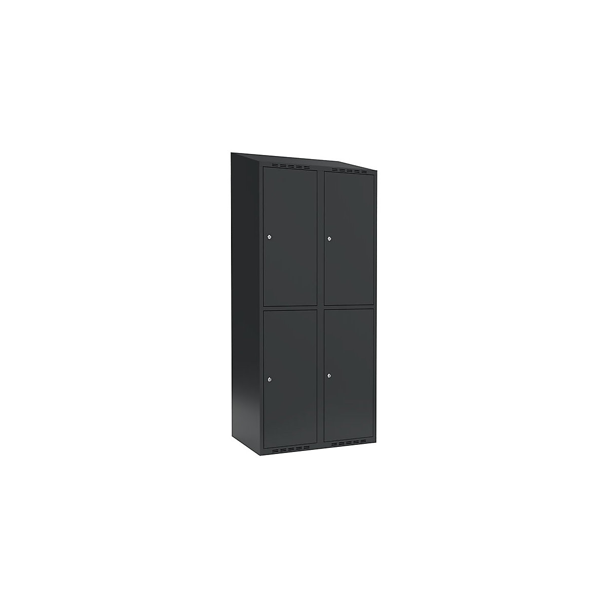 Cacifo de dois andares Fydor, 2 compartimentos, cinzento, L 800 mm, 2 compartimentos, forma de teto inclinado, fechadura de cilindro-0
