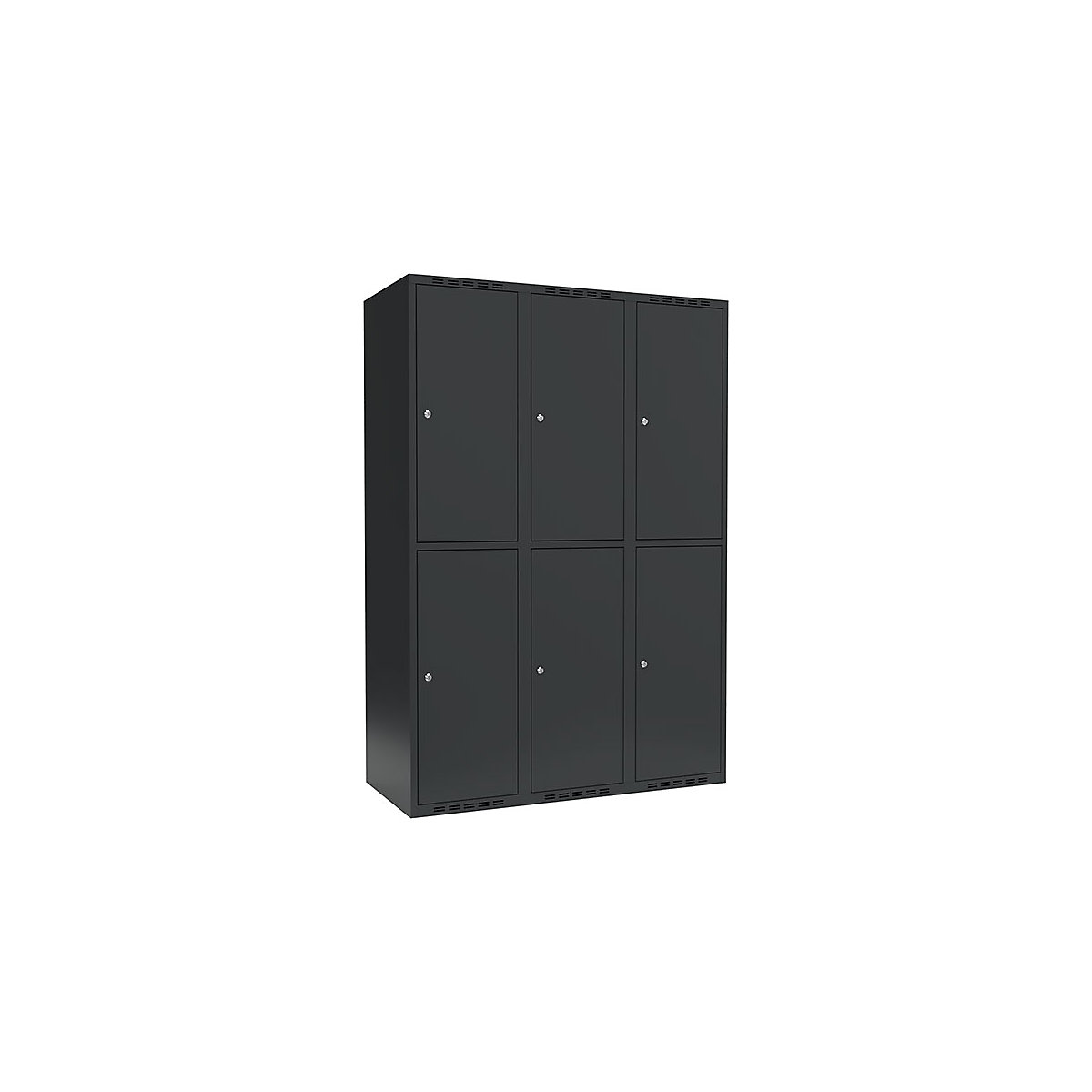 Cacifo de dois andares Fydor, 3 compartimentos, cinzento, L 1200 mm, 3 compartimentos, forma de teto plano, fechadura de cilindro-0