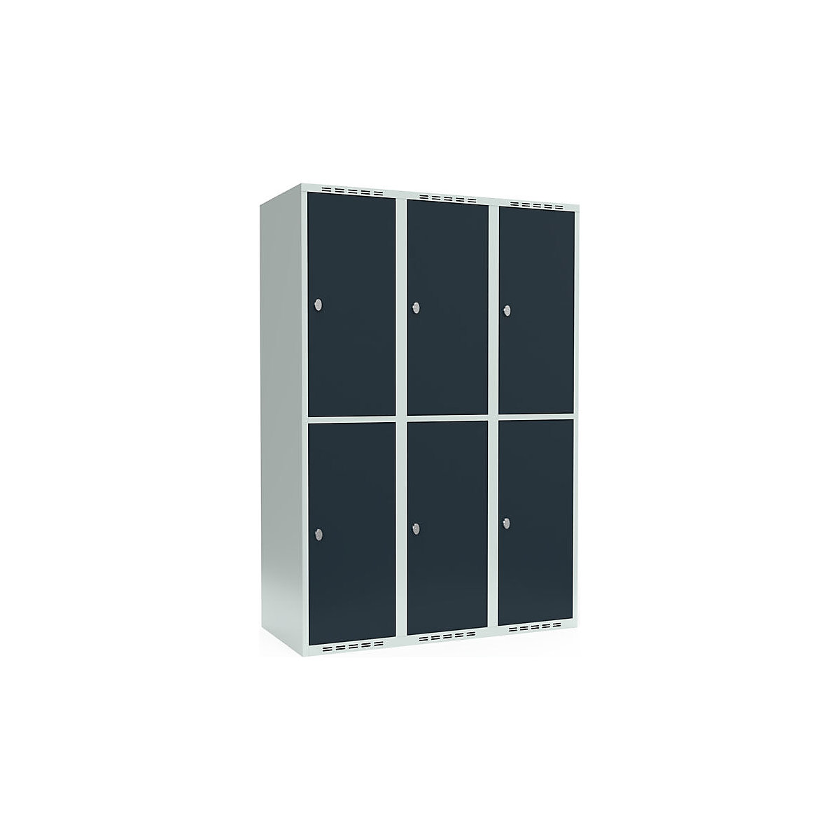 Cacifo de dois andares Fydor, 3 compartimentos, cinzento claro/cinzento, L 1200 mm, 3 compartimentos, forma de teto plano, fecho de argola-0