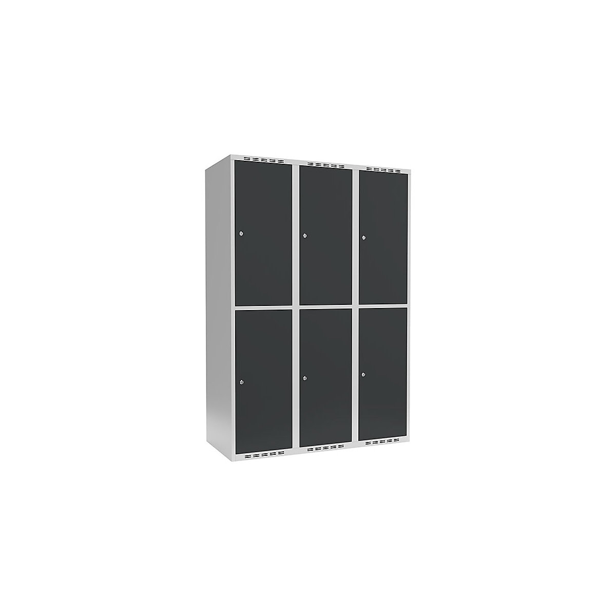 Cacifo de dois andares Fydor, 3 compartimentos, cinzento claro/cinzento, L 1200 mm, 3 compartimentos, forma de teto plano, fechadura de cilindro-0