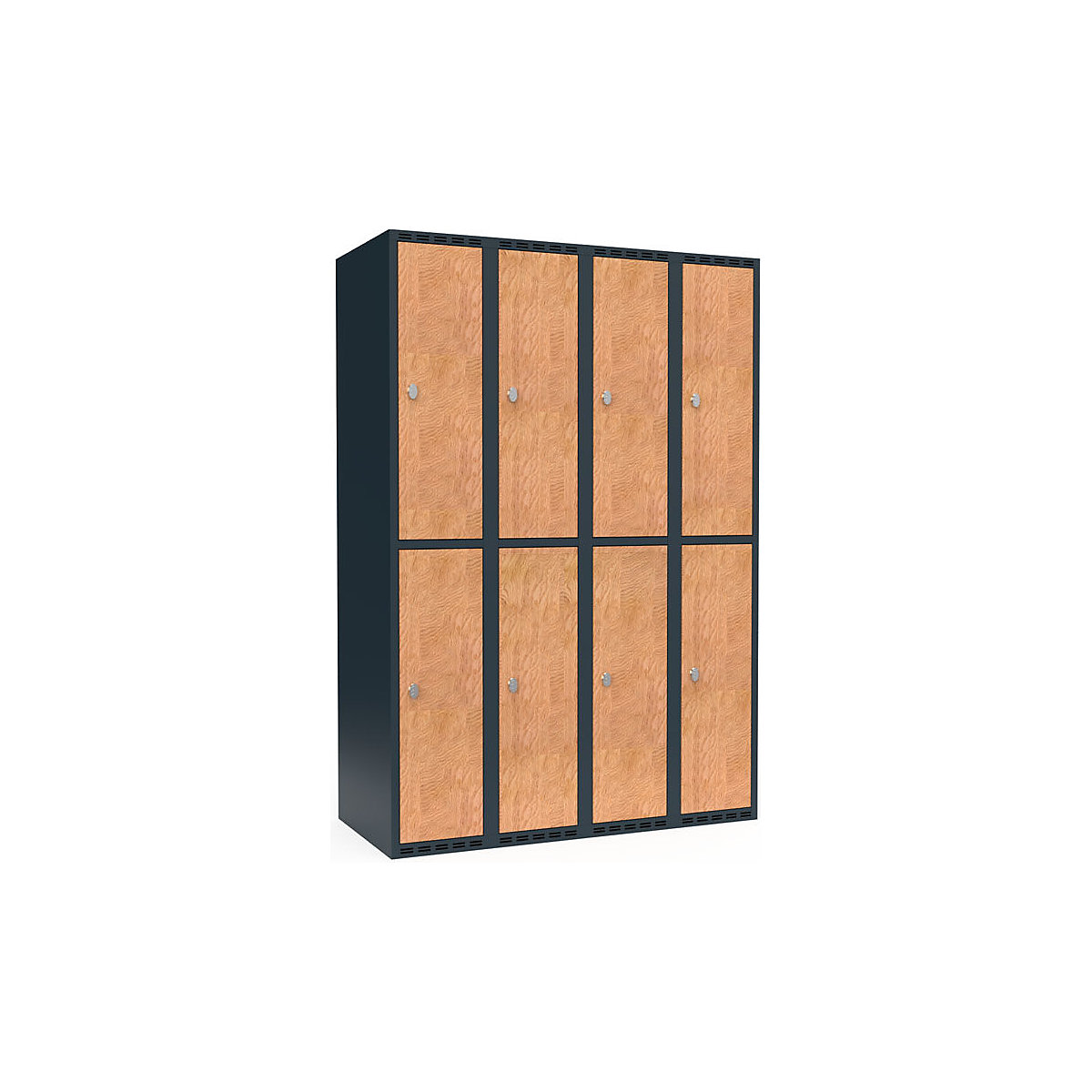 Cacifo de dois andares Fydor, 4 compartimentos, cinzento/carvalho, L 1200 mm, 4 compartimentos, forma de teto plano, fecho de argola-0