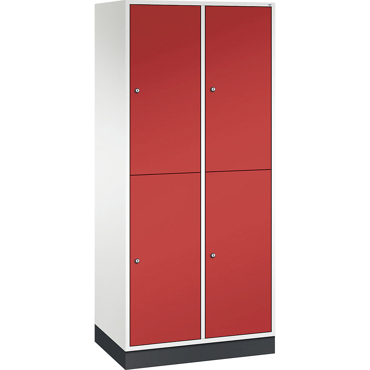 Cacifo de dois andares Intro – C+P, 2 compartimentos, branco puro/vermelho fogo, LxP 820 x 500 mm-0