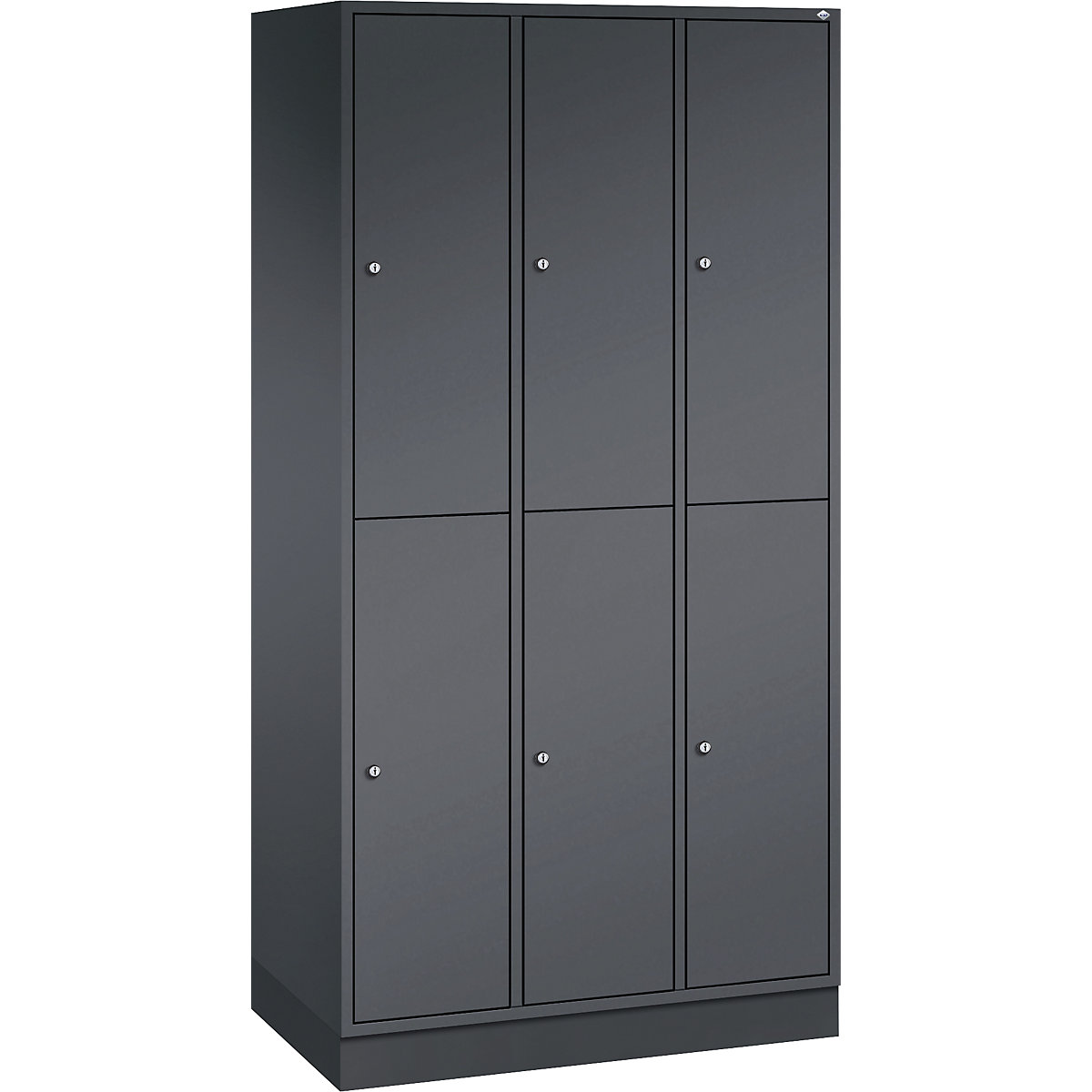 Cacifo de dois andares Intro – C+P, 3 compartimentos, preto acinzentado, LxP 920 x 500 mm-0