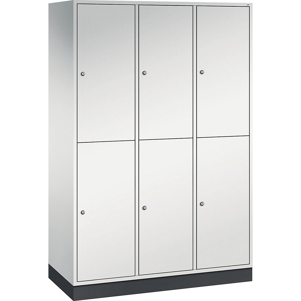 Cacifo de dois andares Intro – C+P, 3 compartimentos, cinzento claro, LxP 1220 x 500 mm-0