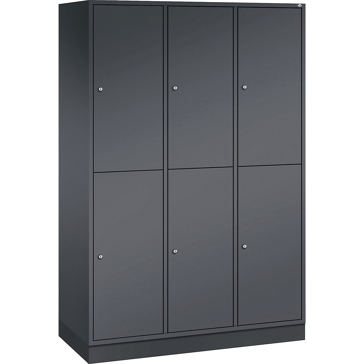 Cacifo de dois andares Intro – C+P, 3 compartimentos, preto acinzentado, LxP 1220 x 500 mm-0