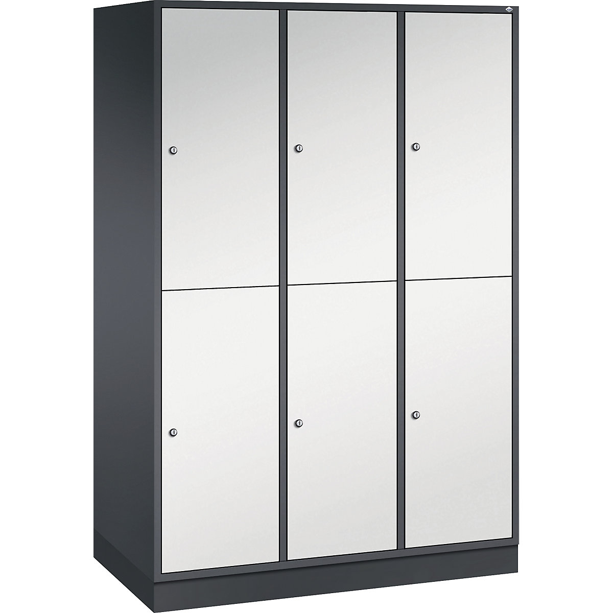 Cacifo de dois andares Intro – C+P, 3 compartimentos, preto acinzentado/cinzento claro, LxP 1220 x 600 mm-0