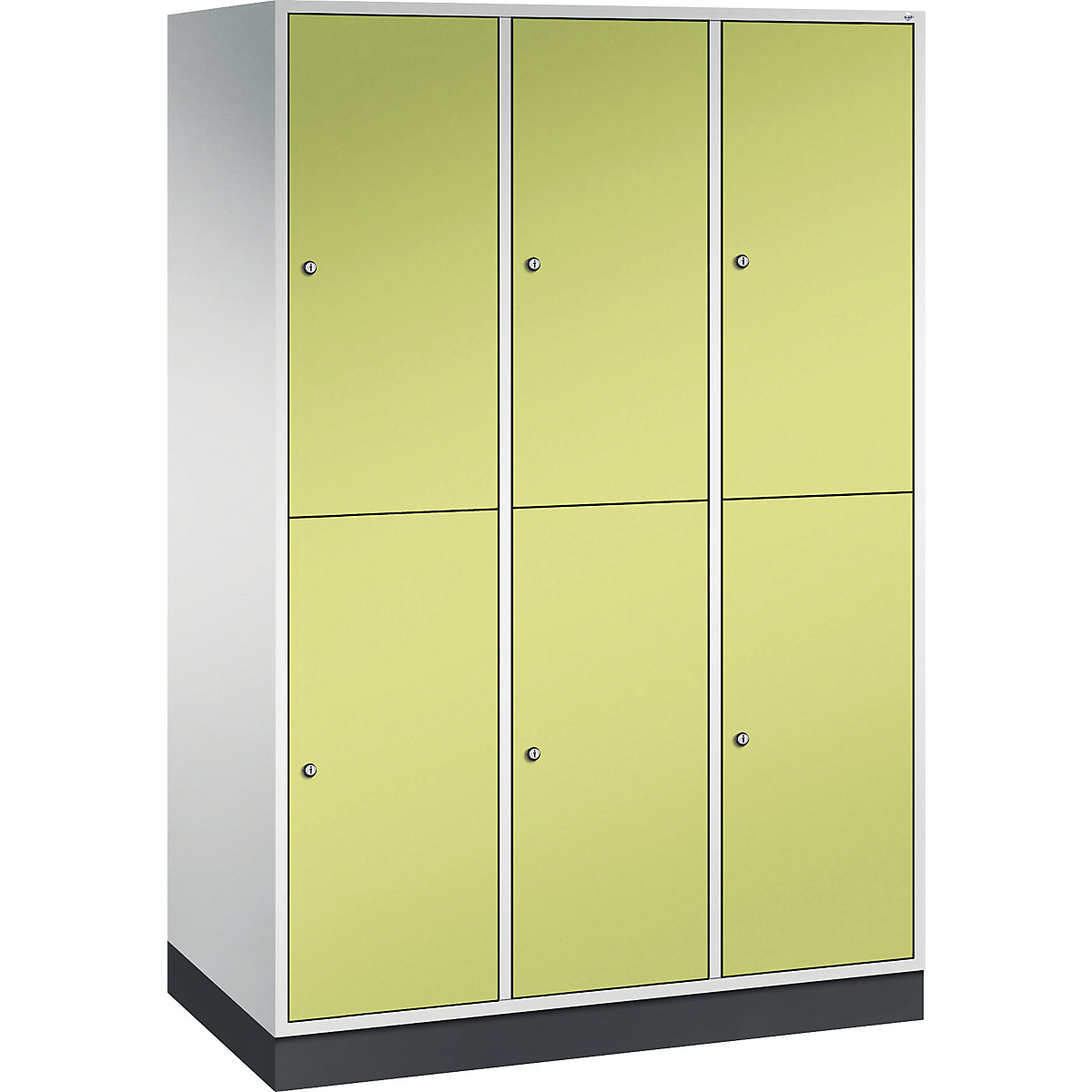 Cacifo de dois andares Intro – C+P, 3 compartimentos, cinzento claro/verde viridian, LxP 1220 x 600 mm-0