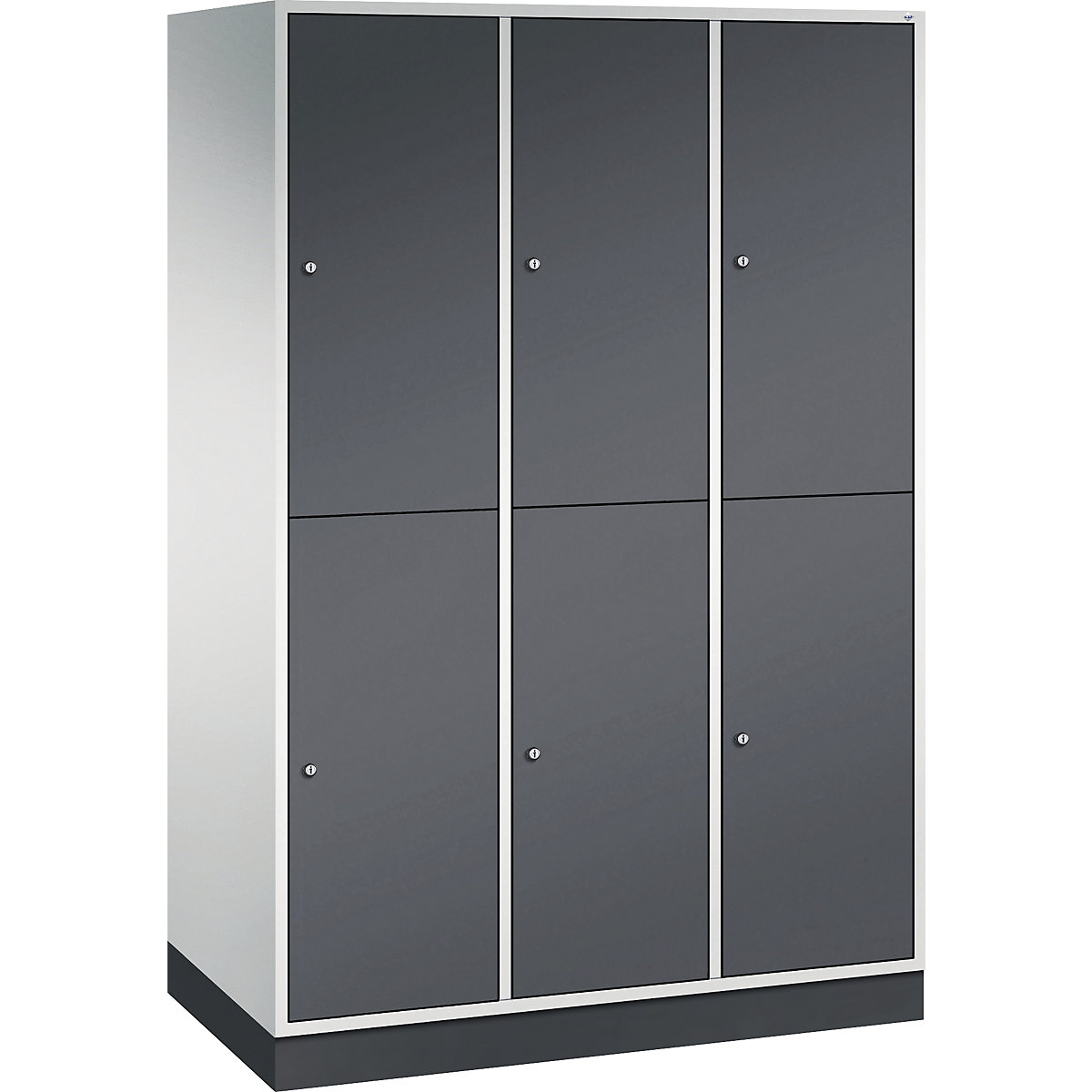 Cacifo de dois andares Intro – C+P, 3 compartimentos, cinzento claro/preto acinzentado, LxP 1220 x 600 mm-0