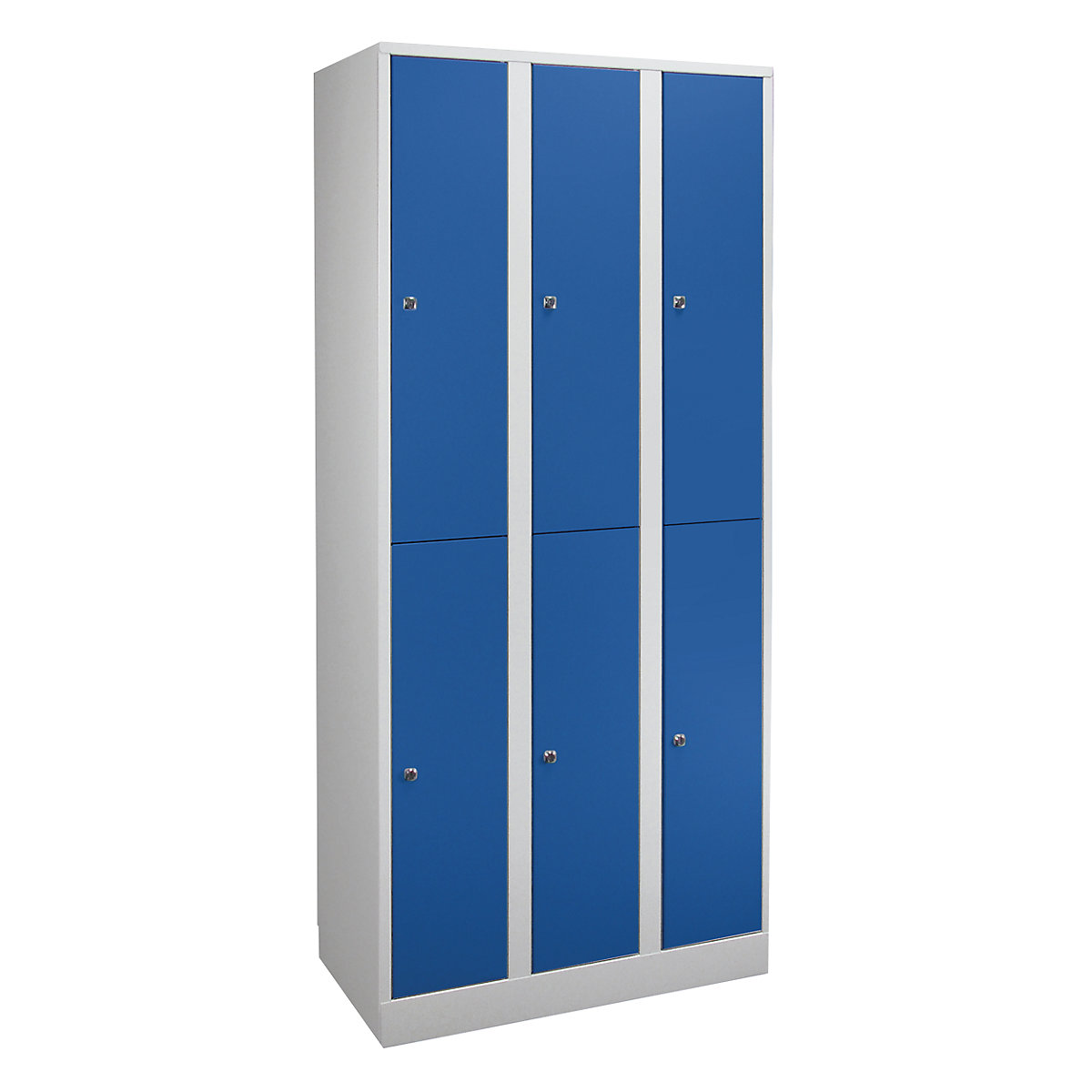 Cacifo de dois andares Komfort – Wolf, 3 compartimentos, cinzento claro/azul genciana, largura 1200 mm-0