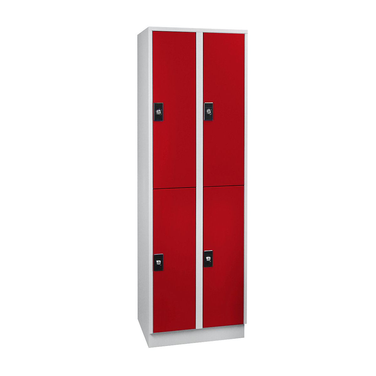 Cacifo de dois andares Stuttgart – Wolf, 2 compartimentos, cinzento claro / vermelho fogo-0