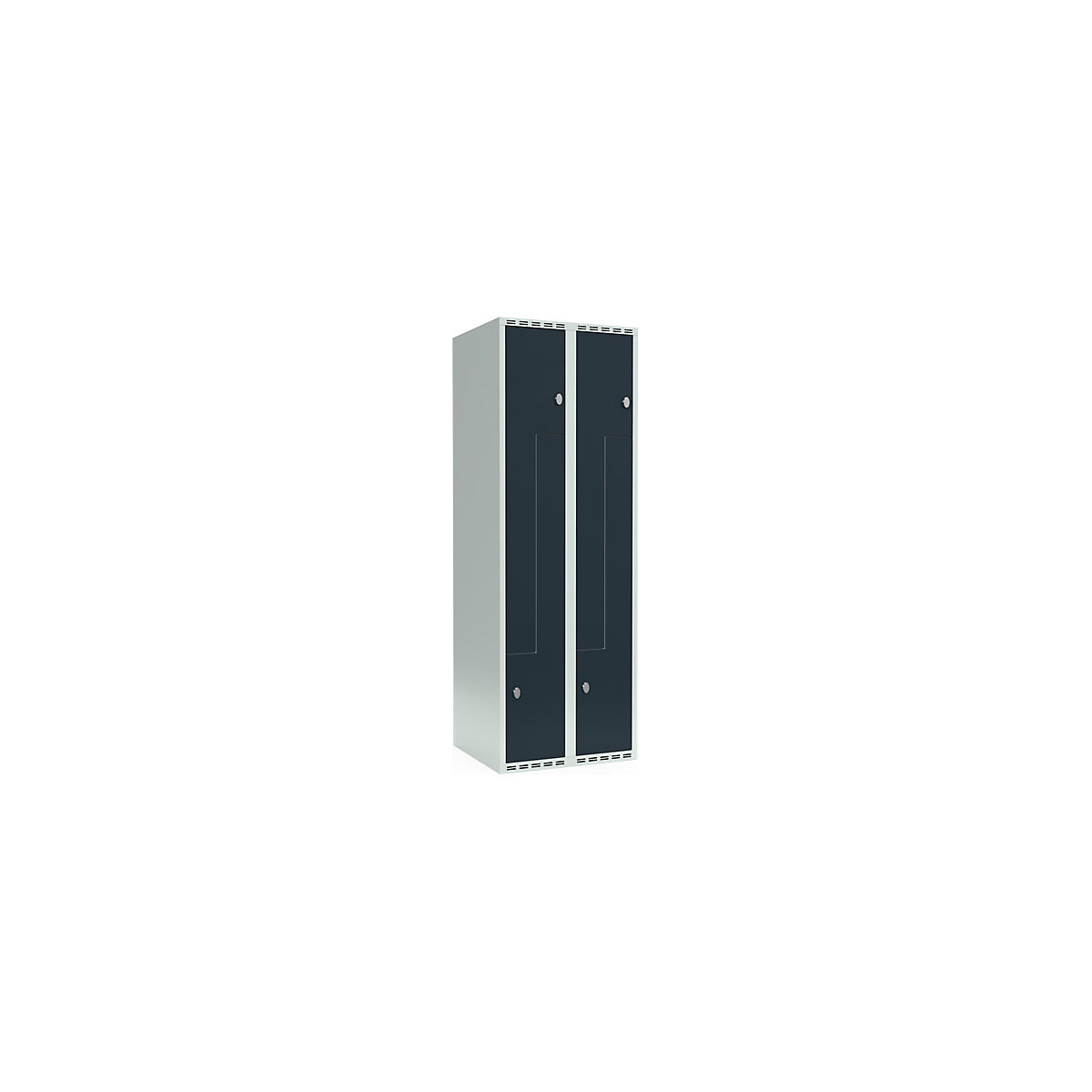 Cacifo em Z Fydor, 2 compartimentos, cinzento claro/cinzento, L 600 mm, 2 compartimentos, forma de teto plano, fecho de argola-0