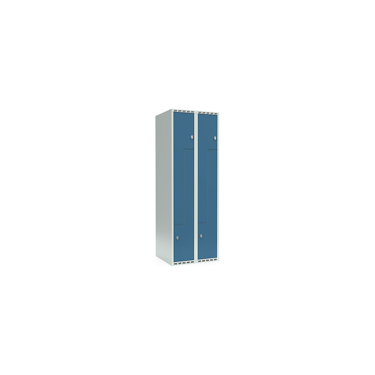Cacifo em Z Fydor, 2 compartimentos, cinzento claro/azul brilhante, L 600 mm, 2 compartimentos, forma de teto plano, fecho de argola-0