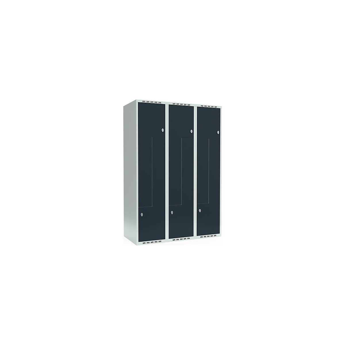 Cacifo em Z Fydor, 3 compartimentos, cinzento claro/cinzento, L 1200 mm, 3 compartimentos, forma de teto plano, fecho de argola-0